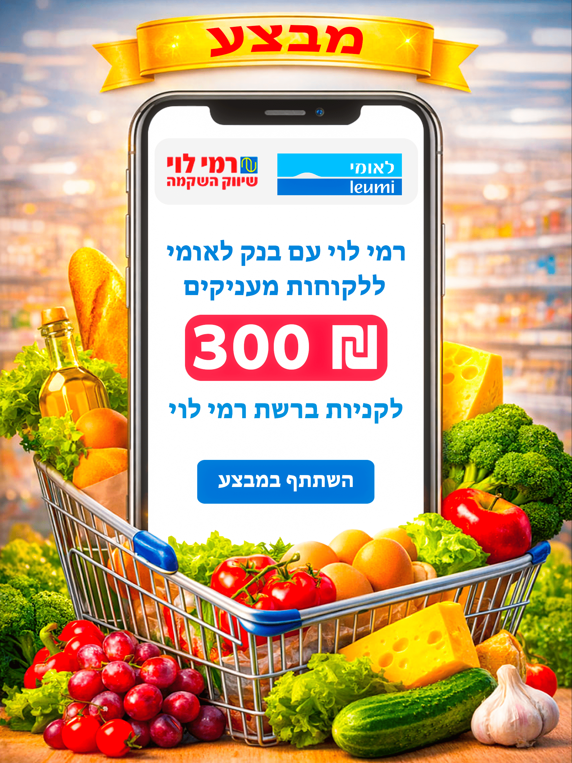 מבצע Leumi ורמי לוי – כרטיס מתנה 300 ₪